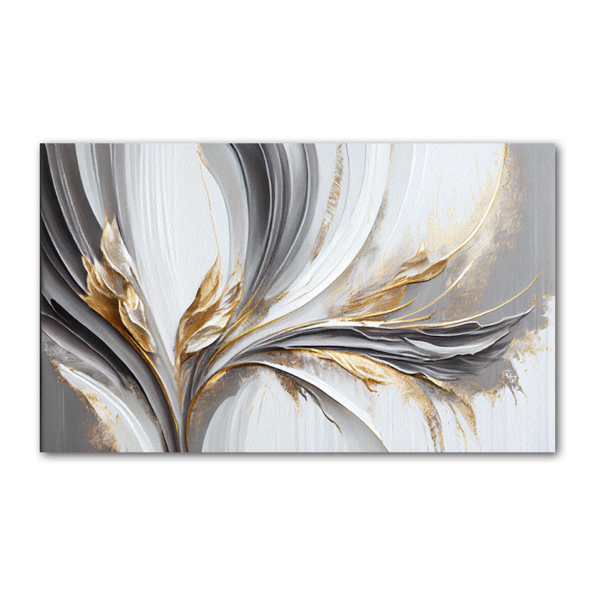 Abstract Gold  Leaves 3d Heavy Textured Partial Oil Painting